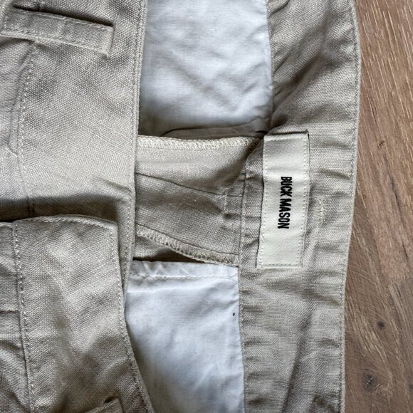 Buck Mason Riviera Tan Linen High-Waisted Pleated Short Size 30 - Picture 11 of 11